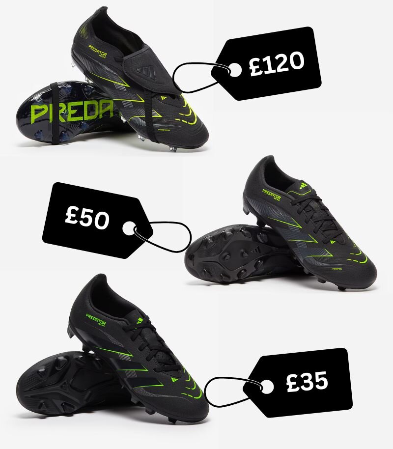 different predator kids boot prices